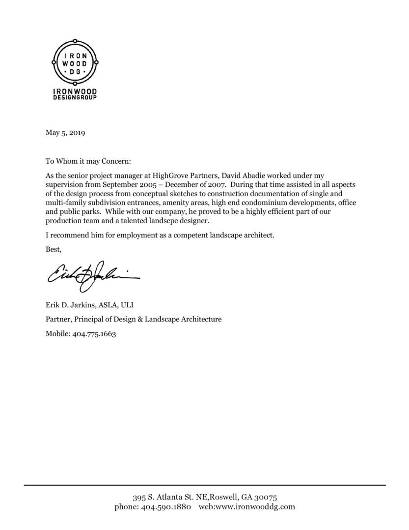 Abadie Recommendation Letter from Jarkins